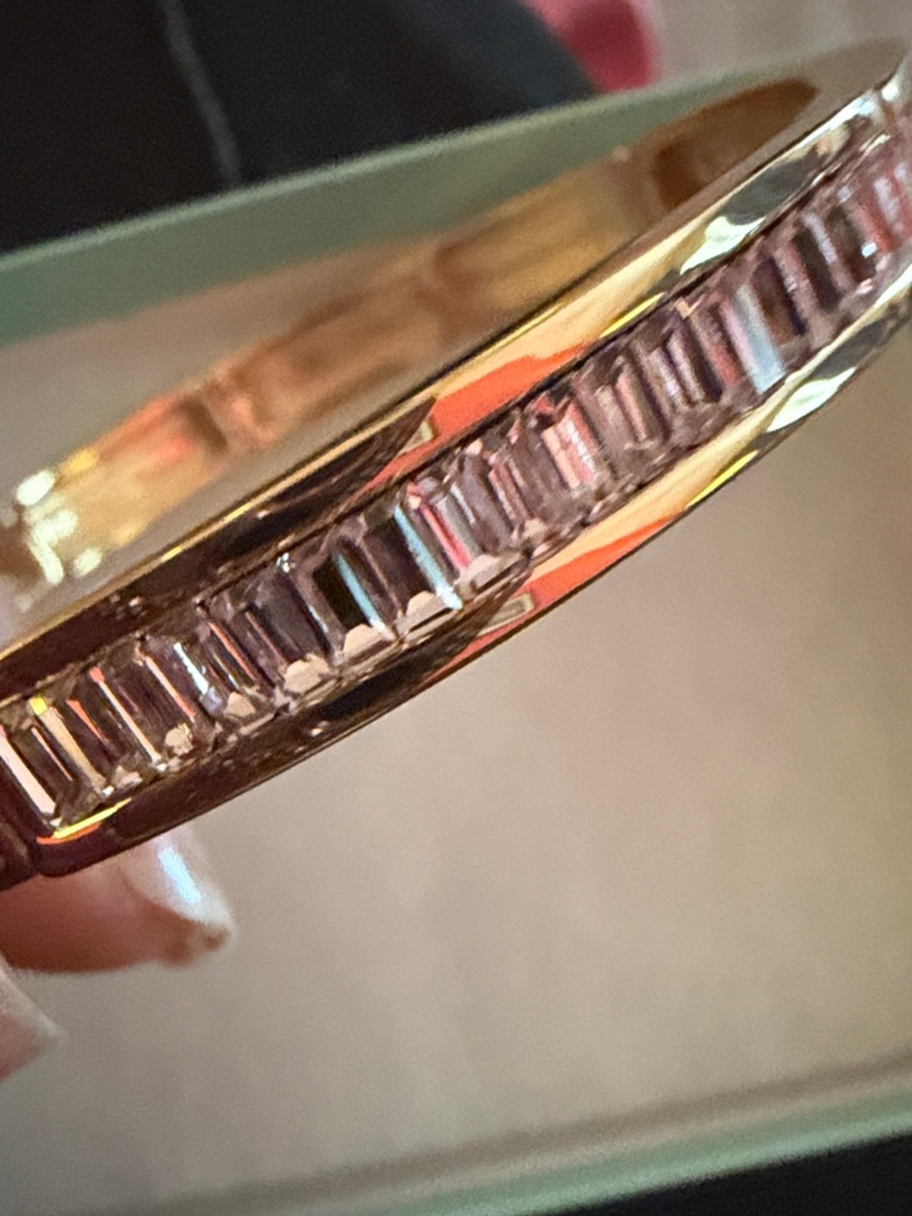 Park Lane Gold-Tone Baguette Crystal Hinged Bracelet
